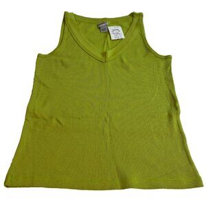 Chico's Women's Bright Green Ribbed V Neck Tank Top Size 1 NWT
